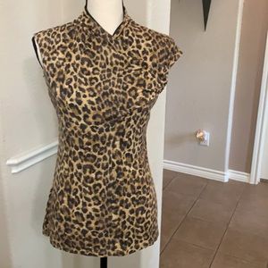 Ann Taylor tan leopard print top